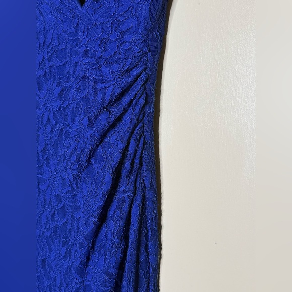Lauren Ralph Lauren Royal Blue Lace Maxi Dress V-Neck Formal Evening Gown Size 8 - Picture 9 of 10